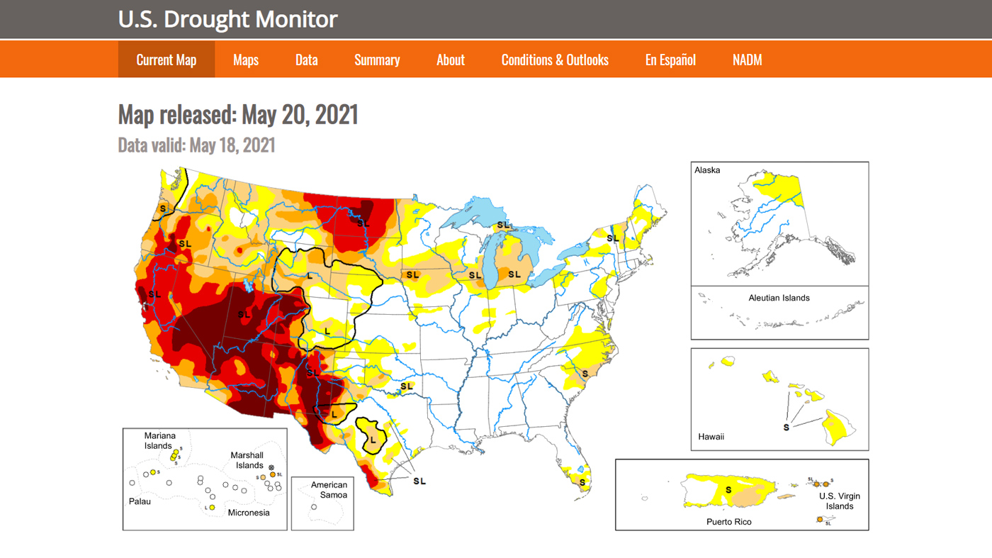 Example full sized image for Weekly Drought Map