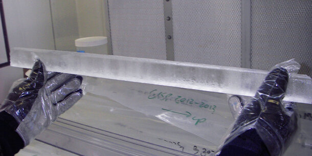 Ice core in lab