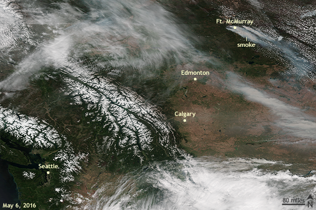 Satellite image on May 6, 2016, of western Canada