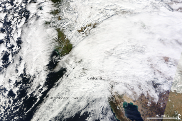 MODIS satellite image taken on January 22, 2017 over California