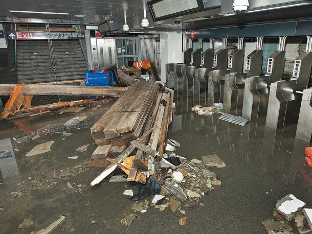 Photo of flooded NYC subway during Sandy