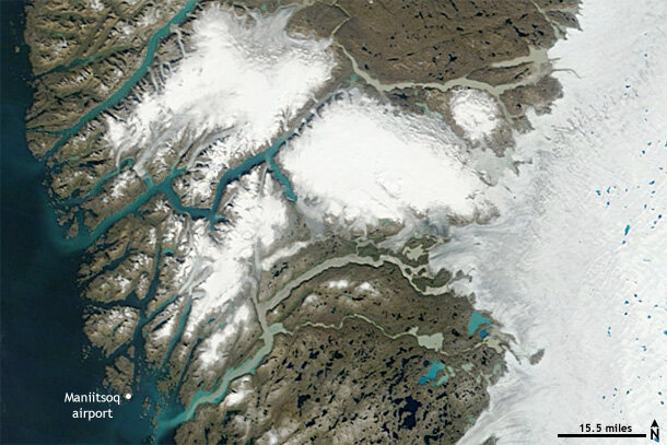 Southwest Greenland July 30, 2013 NASA satellite image 
