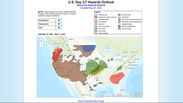 Example thumbnail image for U.S. Hazards Outlooks - Maps
