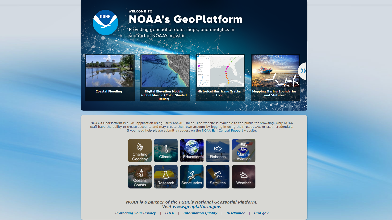 Example full sized image for NOAA's GeoPlatform - Geospatial Data, Maps, & Apps