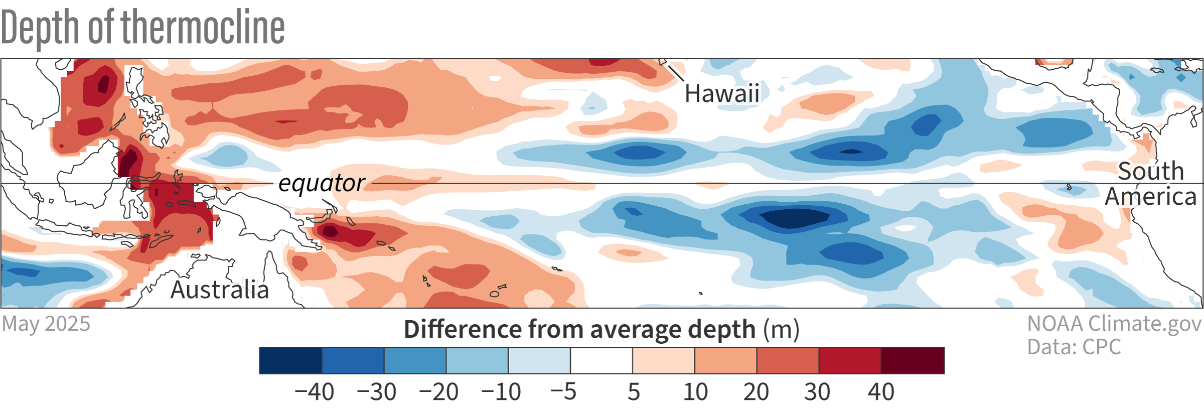 map showing the depth of the thermocline in the Pacific Ocean