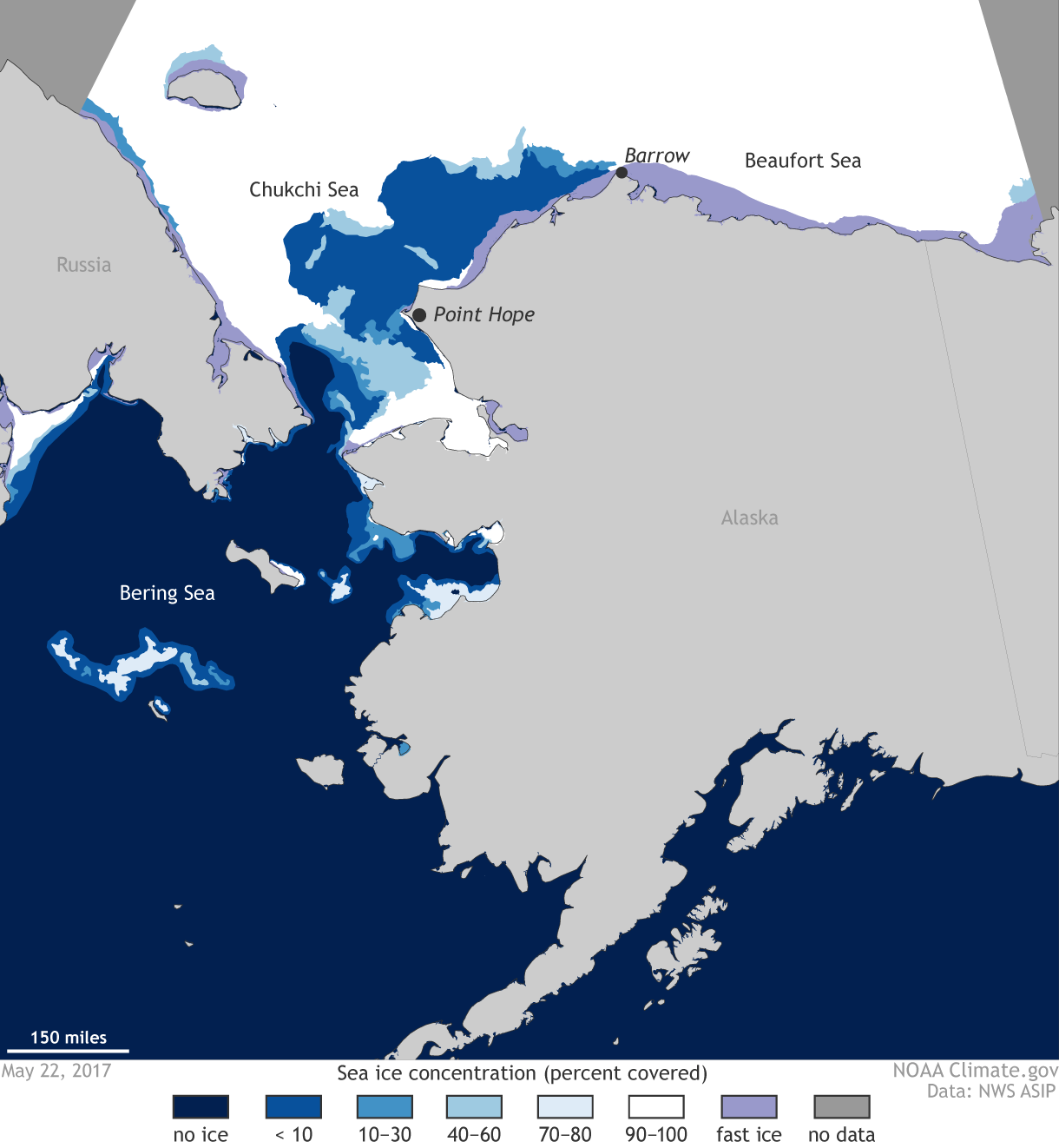 Low sea ice in the Chukchi Sea off Alaska NOAA Climate.gov