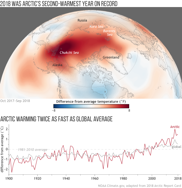 Arctic Temperature map and graph