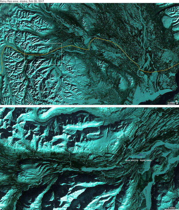 Color-enhanced imagery of the Alaska Range