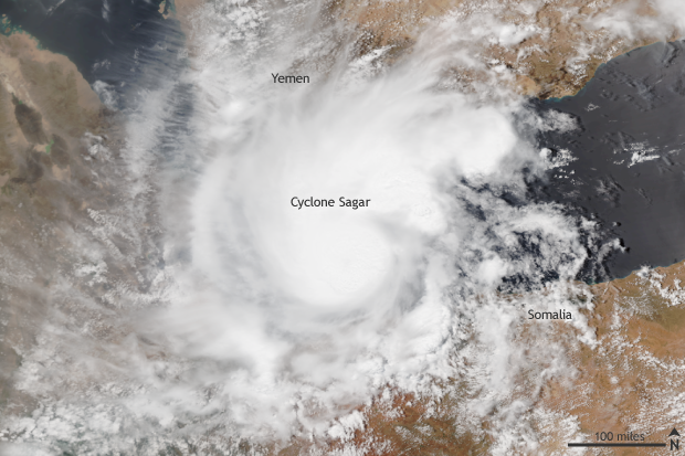 Satellite image of Cyclone Sagar taken on May 18, 2018