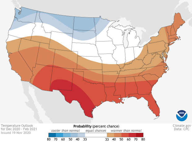 Three-month temperature outlook