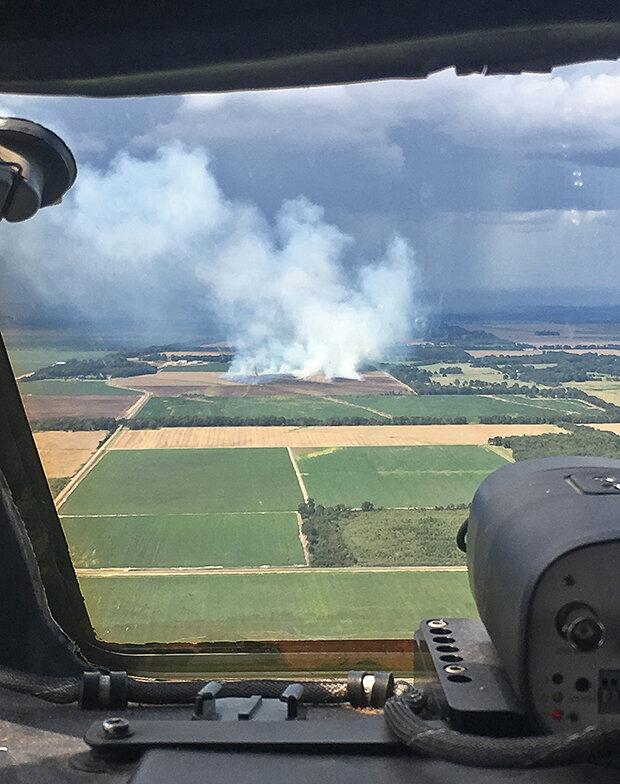 Agricultural fire in the Mississippi River Valley