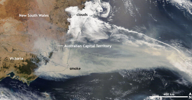 Australian fires satellite image