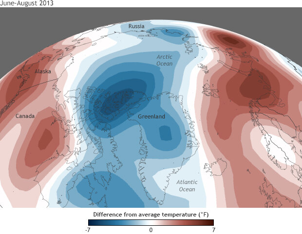 Temperature anomaly map