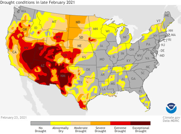 Drought conditions map