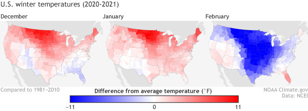 Temperature anomaly map trio