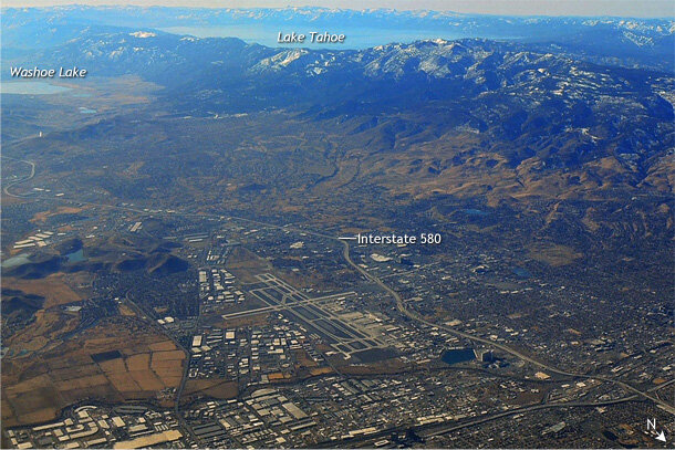 Aerial image Reno Nevada and Lake Tahoe January 14, 2014