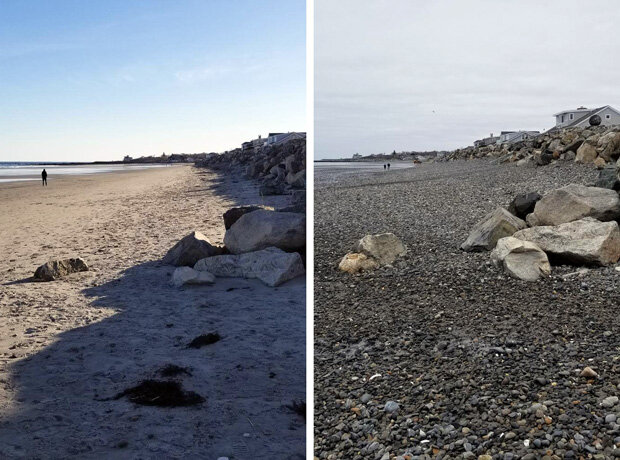 Jenness Beach before and after nor'easter