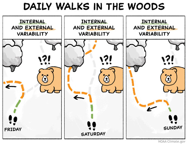 Internal plus external variability cartoon