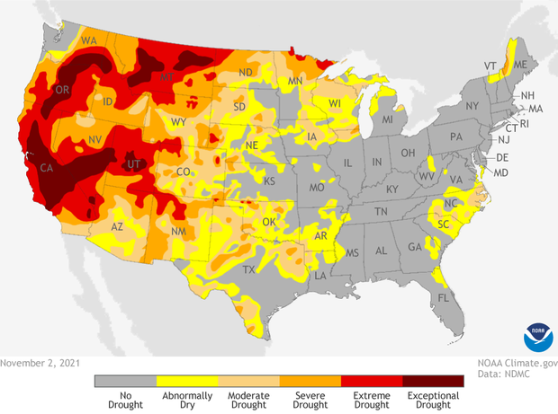 Drought map as of November 2, 2021