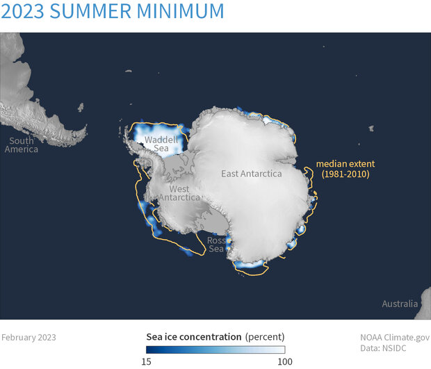 Antarctic sea ice, February 2023