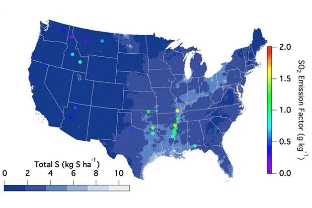 National map of SO2 emissions