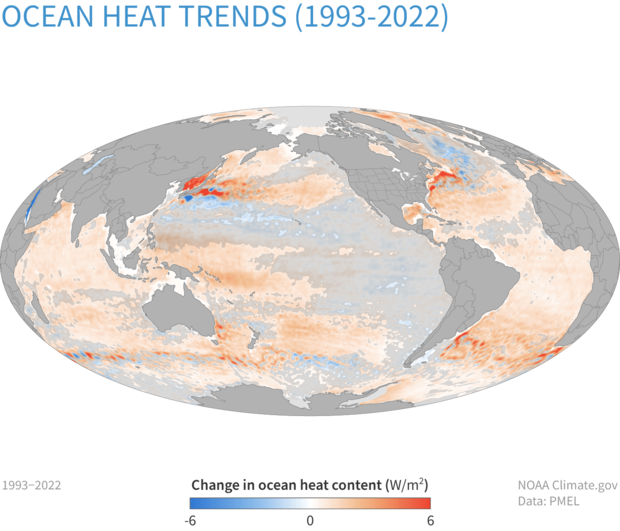 Global map of ocean heat trends from 1993-2022