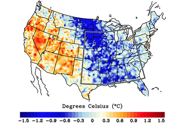 Temperature anomaly map