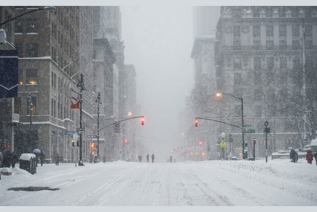 Snowstorm in city
