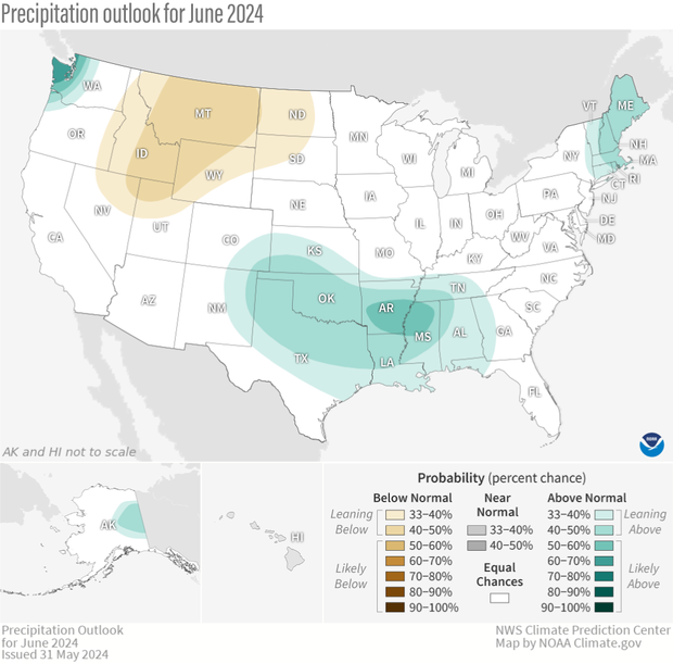 Precipitation outlook June 2024