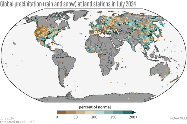 July 2024 NCEI precipitation map