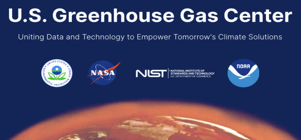 U.S. greenhouse gas center logos including NASA, NOAA, and NIST