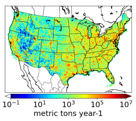 An informative graph displaying the Greenhouse Gas and Air Pollutants Emission System
