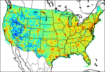 A map depicting the Greenhouse Gas And Air Pollutants Emissions System