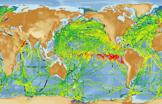 A graphic of the Surface Ocean CO2 Atlas