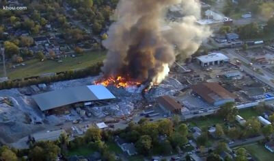 A Texas refinery engulfed in flames