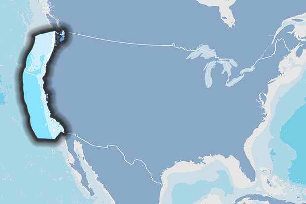 California Current highlighted on CONUS map