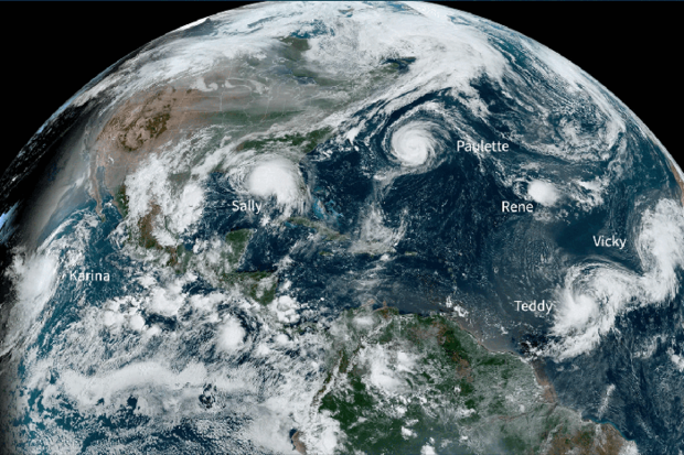 Satellite image of multiple hurricanes