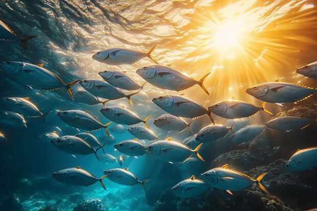 Underwater photo of school of fish