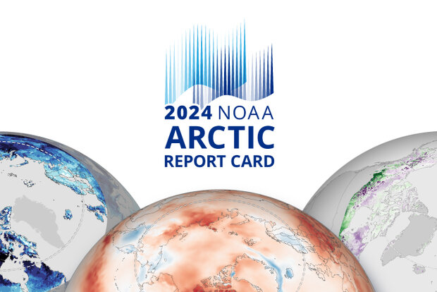Banner image with Arctic Report Card logo and several maps