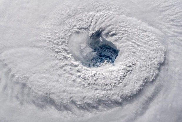 Aerial view of the eye of Hurricane Florence
