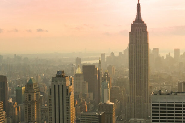 New York City skyline in smoggy conditions