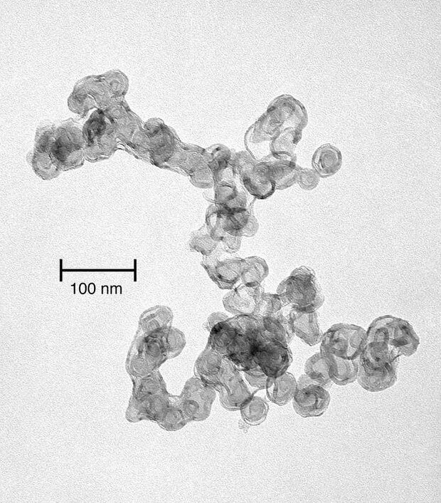 highly magnified photo of soot particles