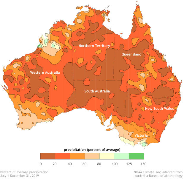 Percent of average rainfall map