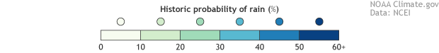 legend for percent chance rain on July 4