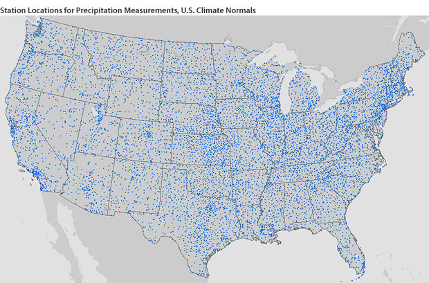 Precip measurement locations map