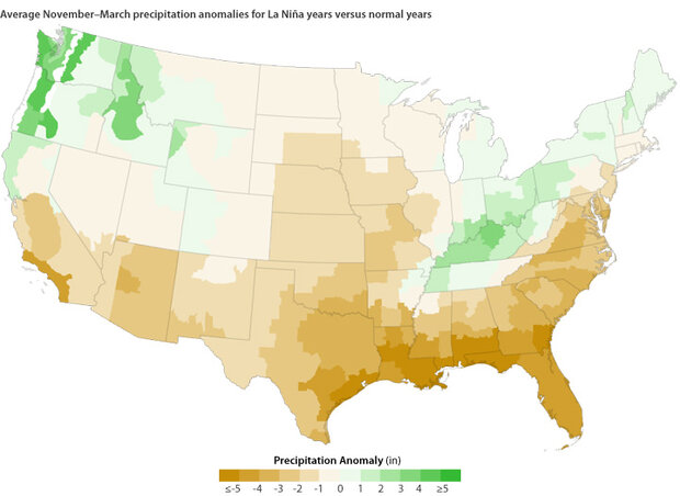 Average November-March precipitation anomalies