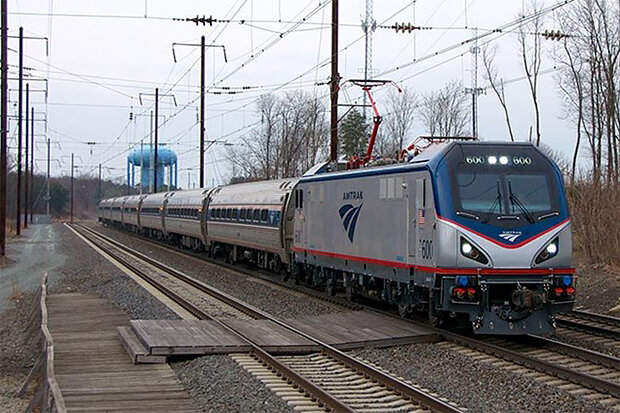 Photo of Amtrak train sitting on tracks