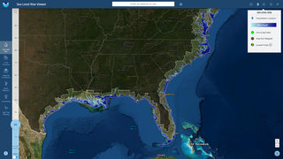 Screen capture of the Sea Level Rise Map Viewer interface