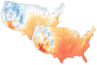 Map image for Past and future temperatures in the United States&#039; hottest month of the year