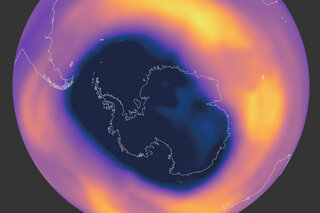 Map of ozone amounts over Antarctica in 2023
